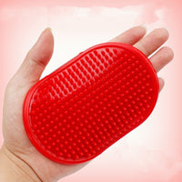 HKM-1978429 Rubber Oval Pet Bath and Massage Brush for Dogs - Available in Red and Blue