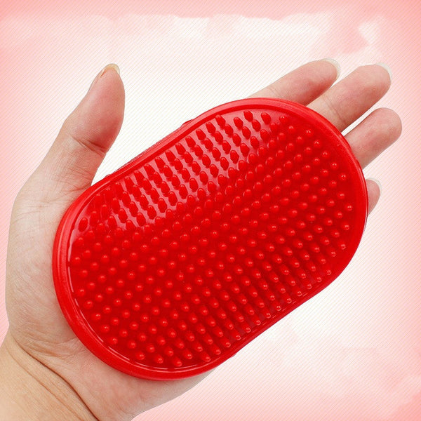 HKM-1978429 Rubber Oval Pet Bath and Massage Brush for Dogs - Available in Red and Blue
