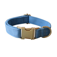HKM-1978813 Elevate Your Pet's Style with a Monochrome Blue Velvet Dog Collar and Rope Set