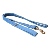 HKM-1978813 Elevate Your Pet's Style with a Monochrome Blue Velvet Dog Collar and Rope Set