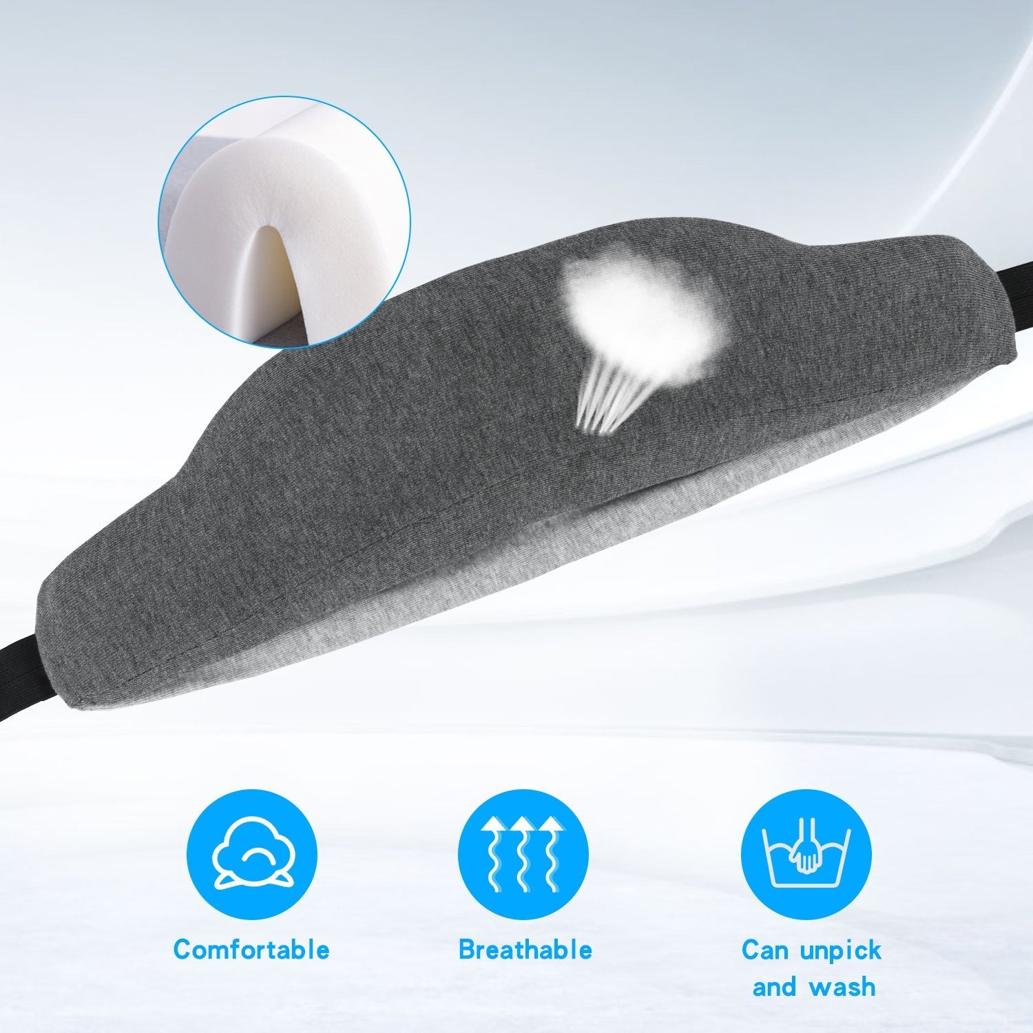 HKM-197907 Bluetooth Music Eye Mask with 3D Memory Foam and USB Charging - Multi-point Connection, 24-Hour Battery Life