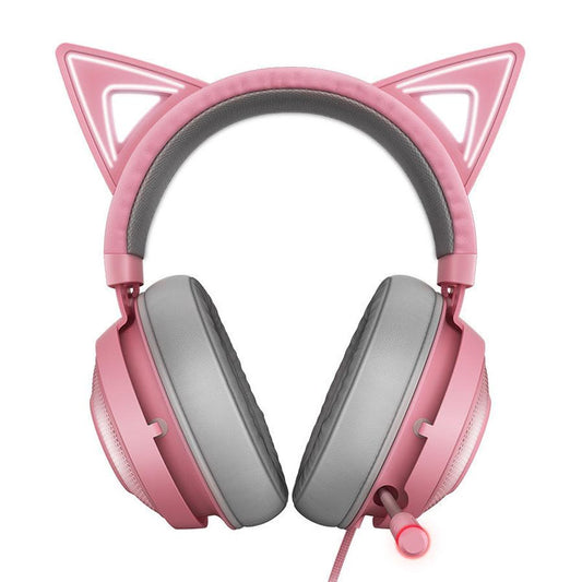 HKM-198035 Glowing Cat Ear Wired Headphones with Universal USB Connector