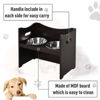 HKM-1982781 Elevated Pet Feeder with Adjustable Height and Removable Stainless Steel Bowls for Large Dogs
