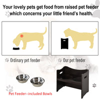 HKM-1982781 Elevated Pet Feeder with Adjustable Height and Removable Stainless Steel Bowls for Large Dogs