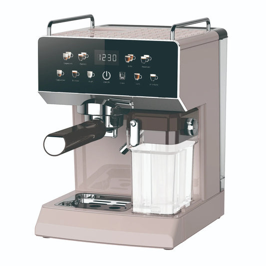 HKM-198291 6 in 1 Electric Espresso Coffee Maker with Built-in Milk Frother and 15 Bar Pressure