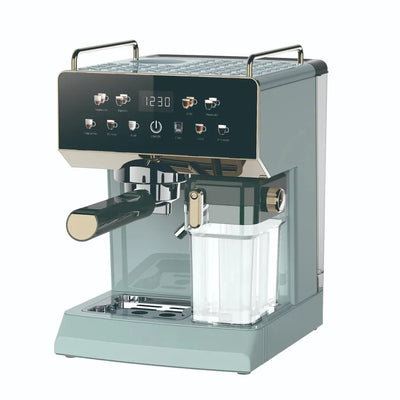HKM-198291 6 in 1 Electric Espresso Coffee Maker with Built-in Milk Frother and 15 Bar Pressure