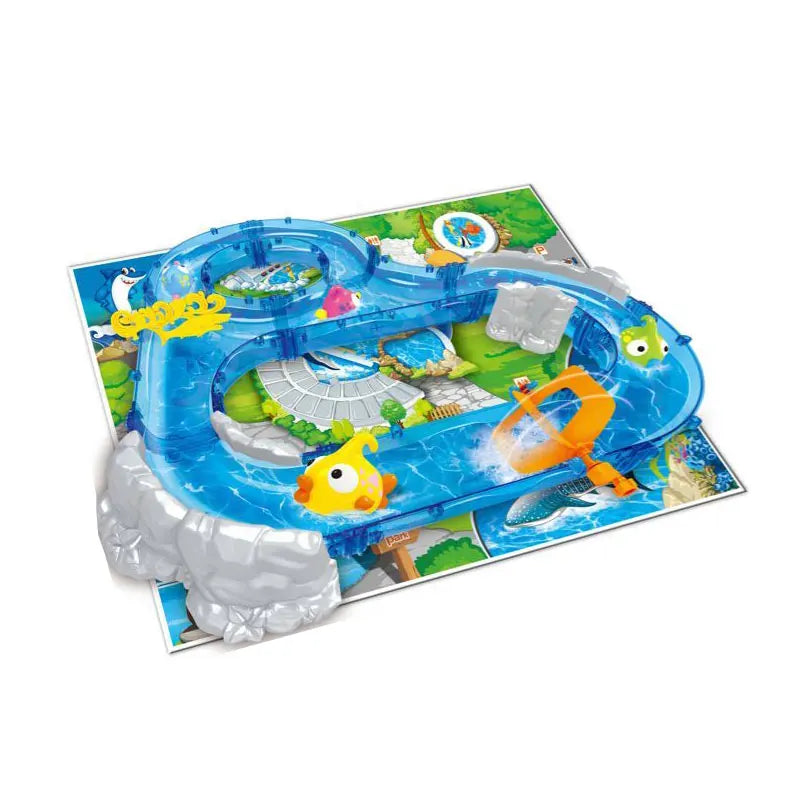 HKM-198355 Kids Water Fishing Game Track Toy Set for Bath Time Fun - Ages 2 to 4, Durable ABS Plastic