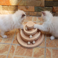 HKM-198355 Three-Tier Cat Turntable Wooden Toy - Environmental, Non-Toxic and Safe for Pets