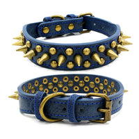 HKM-1984061 Retro Spiked Rivet Dog Collar in Leather for Large Breeds, Sizes S-XL