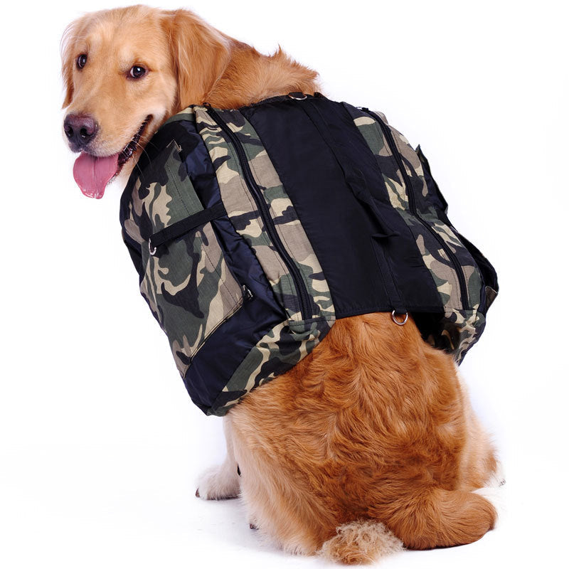 HKM-1984829 Camouflage Green Soft Canvas Dog Backpack for Outdoor Adventures