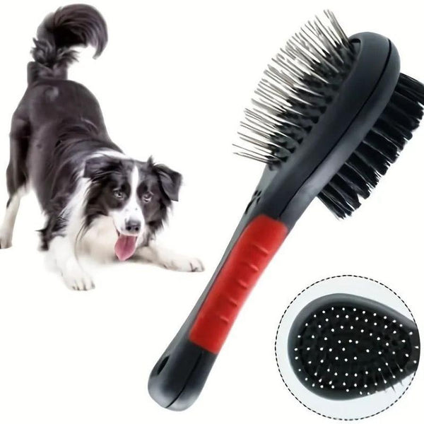 HKM-198611 2-in-1 Double-Sided Pet Grooming Comb for Dogs and Cats - Effective Shedding & Dirt Removal Tool