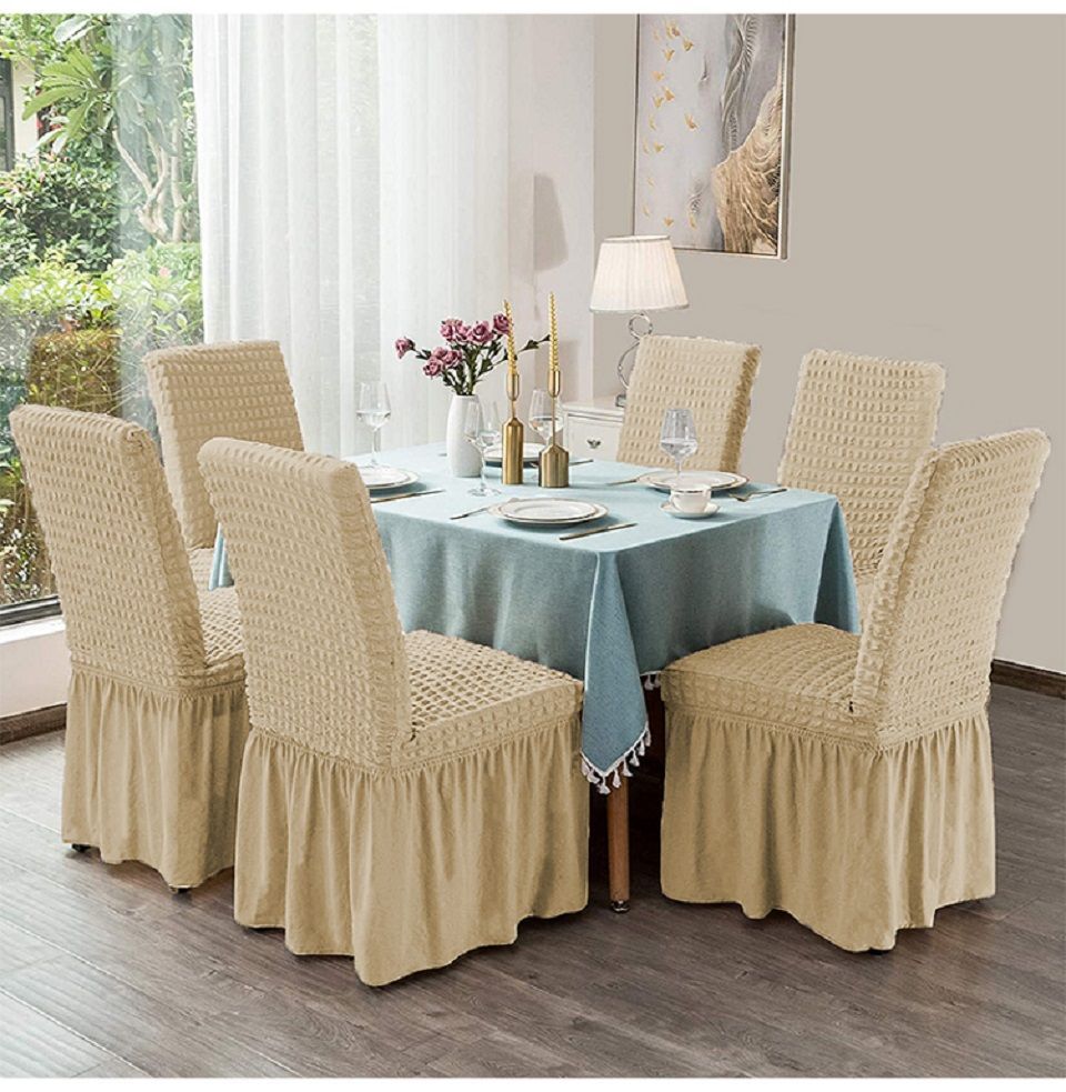 HKM-198611 Elastic Seersucker Stool Cover in Solid Color - Modern Rectangular Design