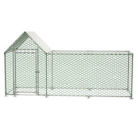 HKM-1986237 Metal Chicken Coop with Lid - 10x3FT Poultry Habitat Cage for Backyard Use, Durable and Spacious with UV-Resistant Cover