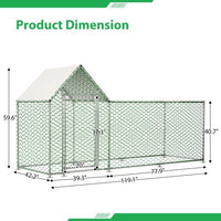 HKM-1986237 Metal Chicken Coop with Lid - 10x3FT Poultry Habitat Cage for Backyard Use, Durable and Spacious with UV-Resistant Cover