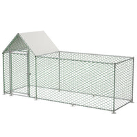 HKM-1986237 Metal Chicken Coop with Lid - 10x3FT Poultry Habitat Cage for Backyard Use, Durable and Spacious with UV-Resistant Cover
