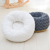 HKM-1986621 Rose Velvet Round Pet Nest in Pink, Light Gray, Beige, or Dark Blue - Soft and Cozy Design, Non-Slip Bottom, Available in Three Sizes