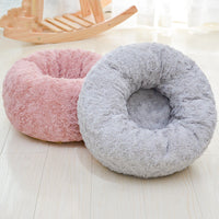 HKM-1986621 Rose Velvet Round Pet Nest in Pink, Light Gray, Beige, or Dark Blue - Soft and Cozy Design, Non-Slip Bottom, Available in Three Sizes