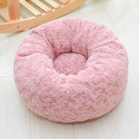 HKM-1986621 Rose Velvet Round Pet Nest in Pink, Light Gray, Beige, or Dark Blue - Soft and Cozy Design, Non-Slip Bottom, Available in Three Sizes