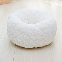 HKM-1986621 Rose Velvet Round Pet Nest in Pink, Light Gray, Beige, or Dark Blue - Soft and Cozy Design, Non-Slip Bottom, Available in Three Sizes