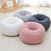 HKM-1986621 Rose Velvet Round Pet Nest in Pink, Light Gray, Beige, or Dark Blue - Soft and Cozy Design, Non-Slip Bottom, Available in Three Sizes