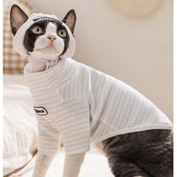 HKM-1987133 Textured Knit Striped Pet Hoodie Top for Cats and Dogs - Lightweight and Comfortable for Autumn and Winter