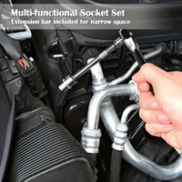 HKM-198739 46-Piece 1/4 Inch Drive Metric Socket and Ratchet Wrench Tool Set for Automotive and Household Repairs