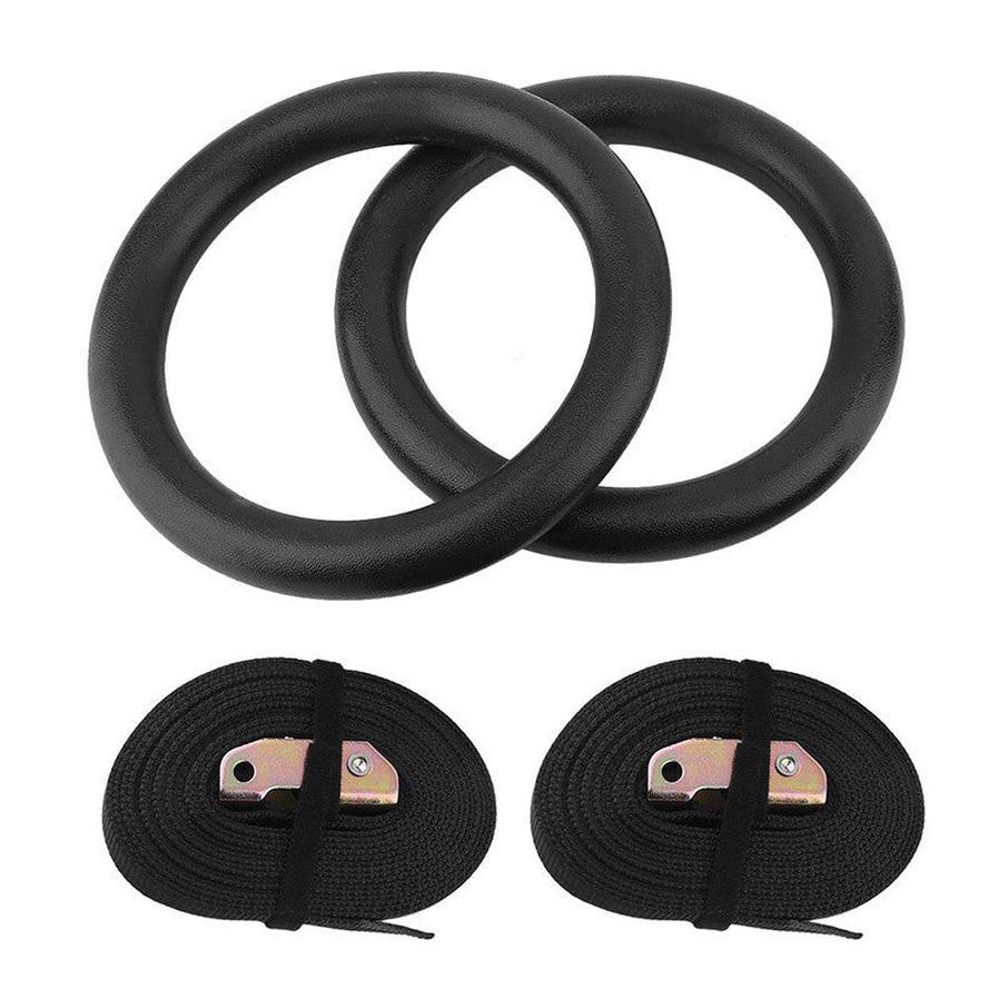 HKM-198739 Adjustable ABS Fitness Rings with Strap Loops for CrossFit and Gymnastics Training