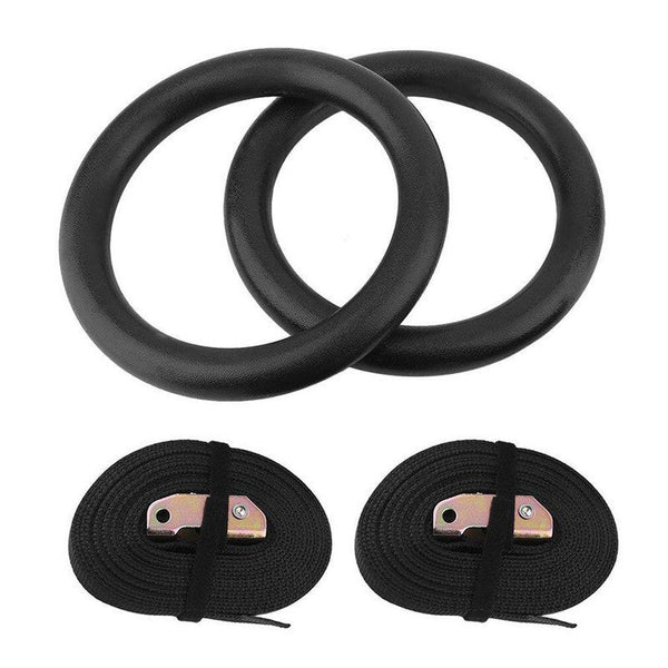 HKM-198739 Adjustable ABS Fitness Rings with Strap Loops for CrossFit and Gymnastics Training