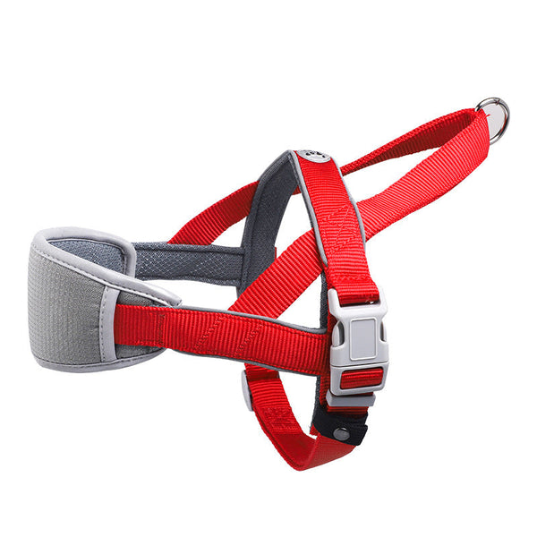 HKM-1987645 Adjustable Nylon Dog Leash Vest Chest Strap in Red, Blue, and Brown