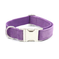 HKM-1988157 Purple Velvet Dog Collar and Leash Set with Drawstring Bow - Available in Multiple Sizes