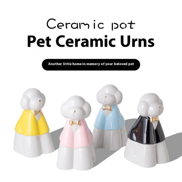 HKM-1988413 Handmade Ceramic Ash Urn for Pet Memorials and Souvenir Keepsakes