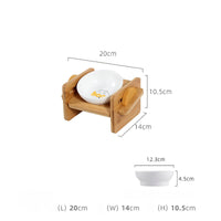 HKM-1988541 Adjustable Bamboo Cat Dining Table with Anti-Overturning Design and Easy-Clean Bowls