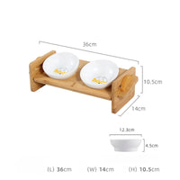 HKM-1988541 Adjustable Bamboo Cat Dining Table with Anti-Overturning Design and Easy-Clean Bowls