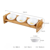 HKM-1988541 Adjustable Bamboo Cat Dining Table with Anti-Overturning Design and Easy-Clean Bowls
