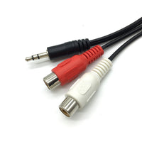 HKM-198931 3.5mm Stereo to Dual RCA Female Audio Cable, 0.2m, Pure Copper, Black PVC Wrap