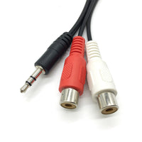 HKM-198931 3.5mm Stereo to Dual RCA Female Audio Cable, 0.2m, Pure Copper, Black PVC Wrap