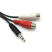 HKM-198931 3.5mm Stereo to Dual RCA Female Audio Cable, 0.2m, Pure Copper, Black PVC Wrap