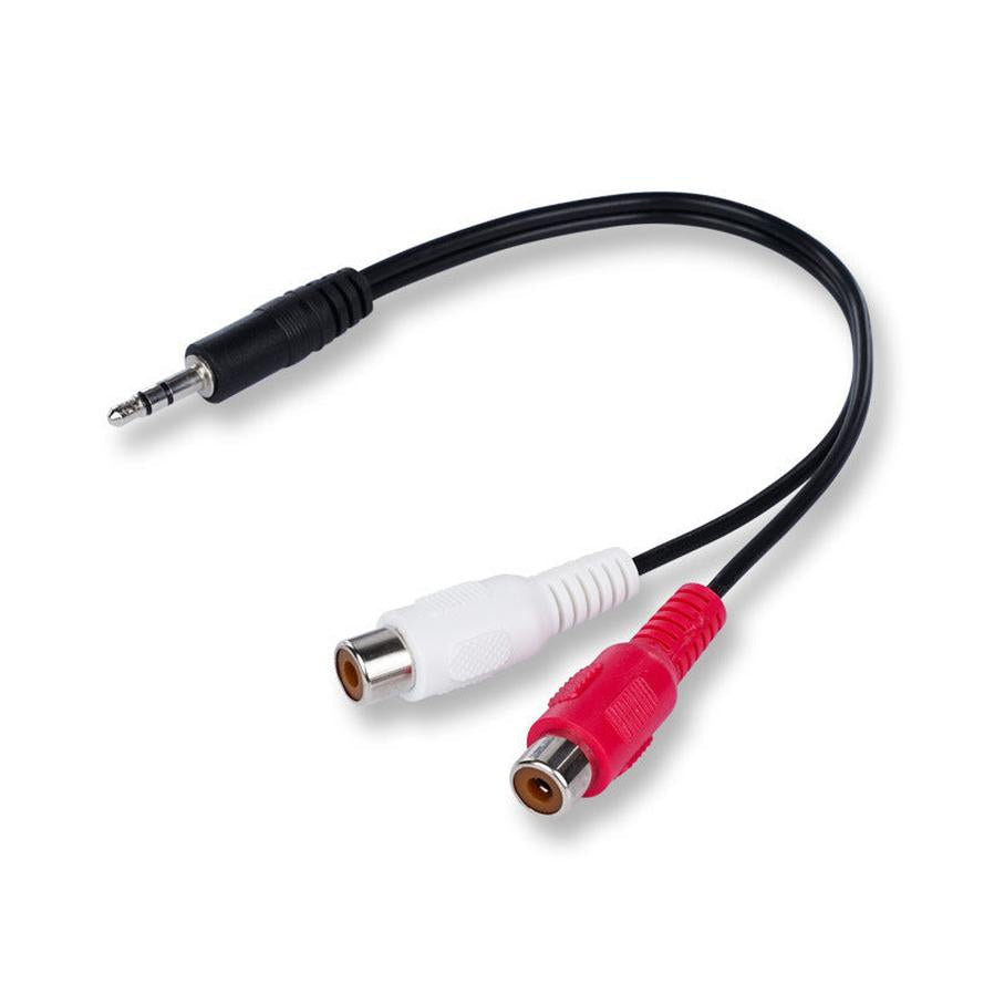 HKM-198931 3.5mm Stereo to Dual RCA Female Audio Cable, 0.2m, Pure Copper, Black PVC Wrap