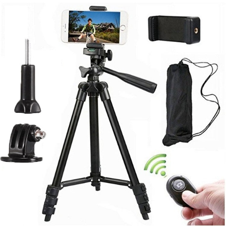 HKM-198931 Lightweight Portable Aluminum Alloy Tripod with 3D Pan/Tilt and Quick Release Panel for Cameras