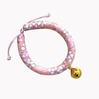 HKM-1990333 Japanese Fabric Pet Collar with Adjustable Drawstring and Bell for Cats and Dogs