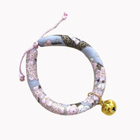 HKM-1990333 Japanese Fabric Pet Collar with Adjustable Drawstring and Bell for Cats and Dogs