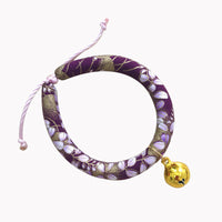 HKM-1990333 Japanese Fabric Pet Collar with Adjustable Drawstring and Bell for Cats and Dogs
