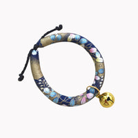 HKM-1990333 Japanese Fabric Pet Collar with Adjustable Drawstring and Bell for Cats and Dogs