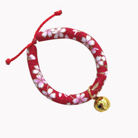HKM-1990333 Japanese Fabric Pet Collar with Adjustable Drawstring and Bell for Cats and Dogs