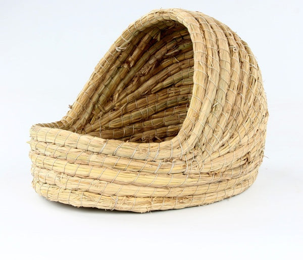HKM-1990589 Natural Hand-Woven Grass Nest for Small Animals - Straw and Corn Husk Cradle