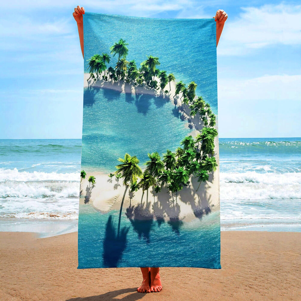 HKM-199123 Ultra-Fine Fiber Flat Woven Square Beach Towel - 150x75cm, Lightweight and Quick-Drying