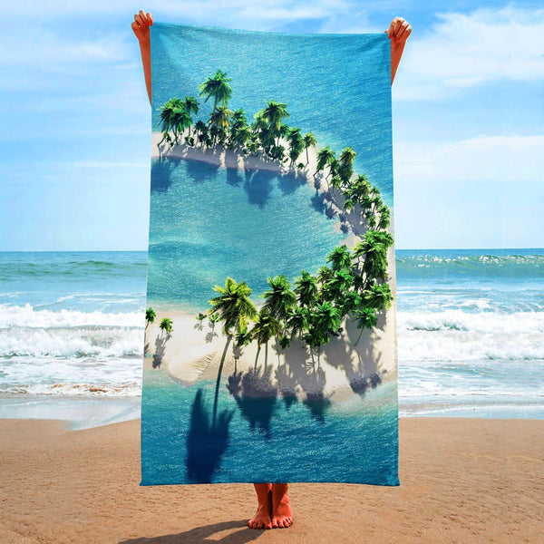 HKM-199123 Ultra-Fine Fiber Flat Woven Square Beach Towel - 150x75cm, Lightweight and Quick-Drying