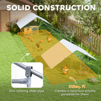 HKM-1991997 Large Outdoor Chicken Coop with Waterproof Cover, Steel Frame, 32.8' x 9.8' x 6.4'