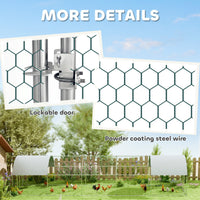 HKM-1991997 Large Outdoor Chicken Coop with Waterproof Cover, Steel Frame, 32.8' x 9.8' x 6.4'