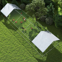 HKM-1991997 Large Outdoor Chicken Coop with Waterproof Cover, Steel Frame, 32.8' x 9.8' x 6.4'